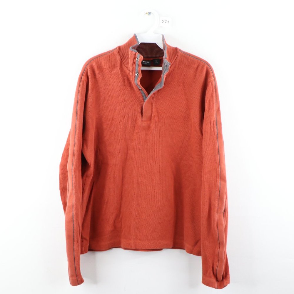 Hugo Boss Snap Button Striped Sweater Orange